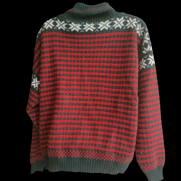 VTG Studio Michelle Stuart Red & Green Button-Up Cardigan & Shawl Collar Sweater - Picture 5 of 11